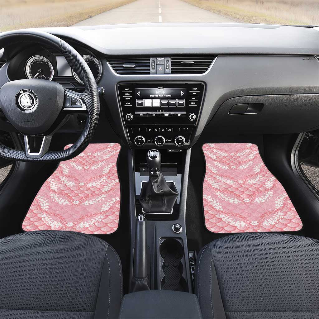 Soft Pink Mermaid Puakenikeni Maile Lei Car Mats LT01 Set 2pcs - Front Pink - Polynesian Pride