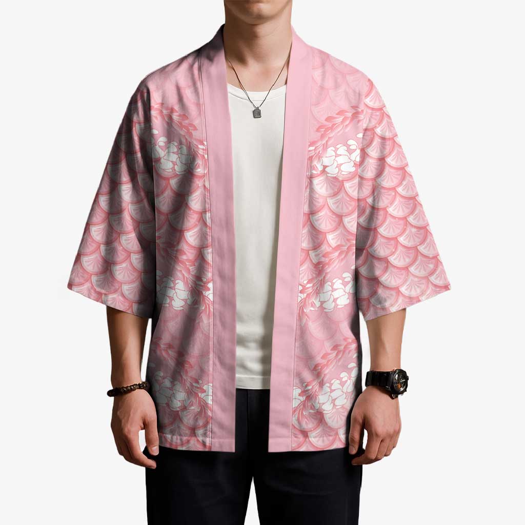 Soft Pink Mermaid Puakenikeni Maile Lei Kimono LT01 - Polynesian Pride
