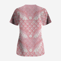 Soft Pink Mermaid Puakenikeni Maile Lei Scrub Top LT01 - Polynesian Pride