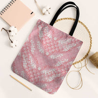 Soft Pink Mermaid Puakenikeni Maile Lei Tote Bag LT01 Black Strap One Size Pink - Polynesian Pride