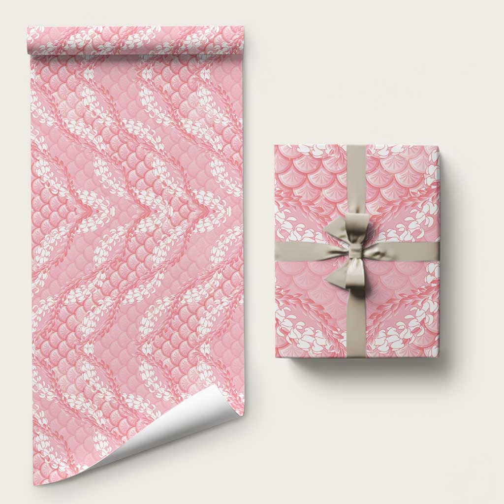 Soft Pink Mermaid Puakenikeni Maile Lei Wrapping Paper LT01 58" × 23" Pink - Polynesian Pride