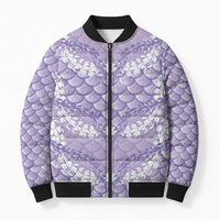 Lilac Mermaid Puakenikeni Maile Lei Bomber Puffer Jacket LT01 Unisex Purple - Polynesian Pride