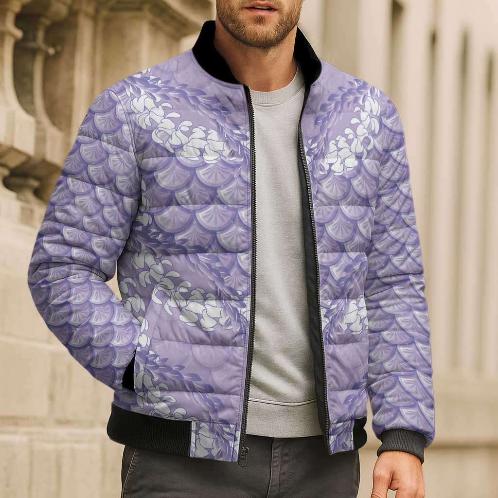 Lilac Mermaid Puakenikeni Maile Lei Bomber Puffer Jacket LT01 - Polynesian Pride