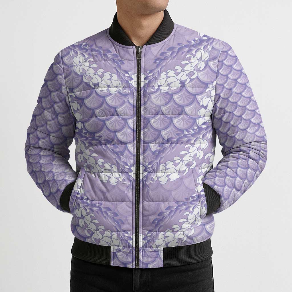 Lilac Mermaid Puakenikeni Maile Lei Bomber Puffer Jacket LT01 - Polynesian Pride