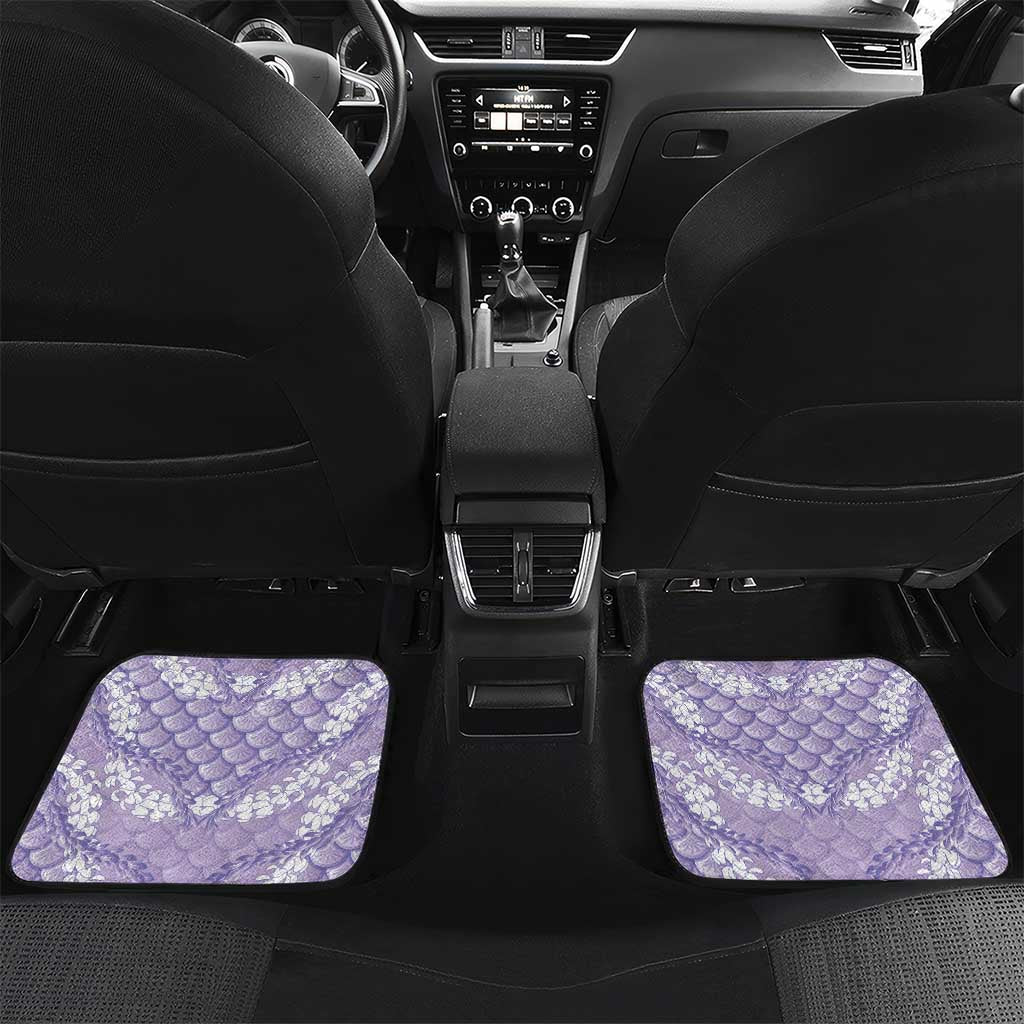 Lilac Mermaid Puakenikeni Maile Lei Car Mats LT01 Set 2pcs - Back Purple - Polynesian Pride