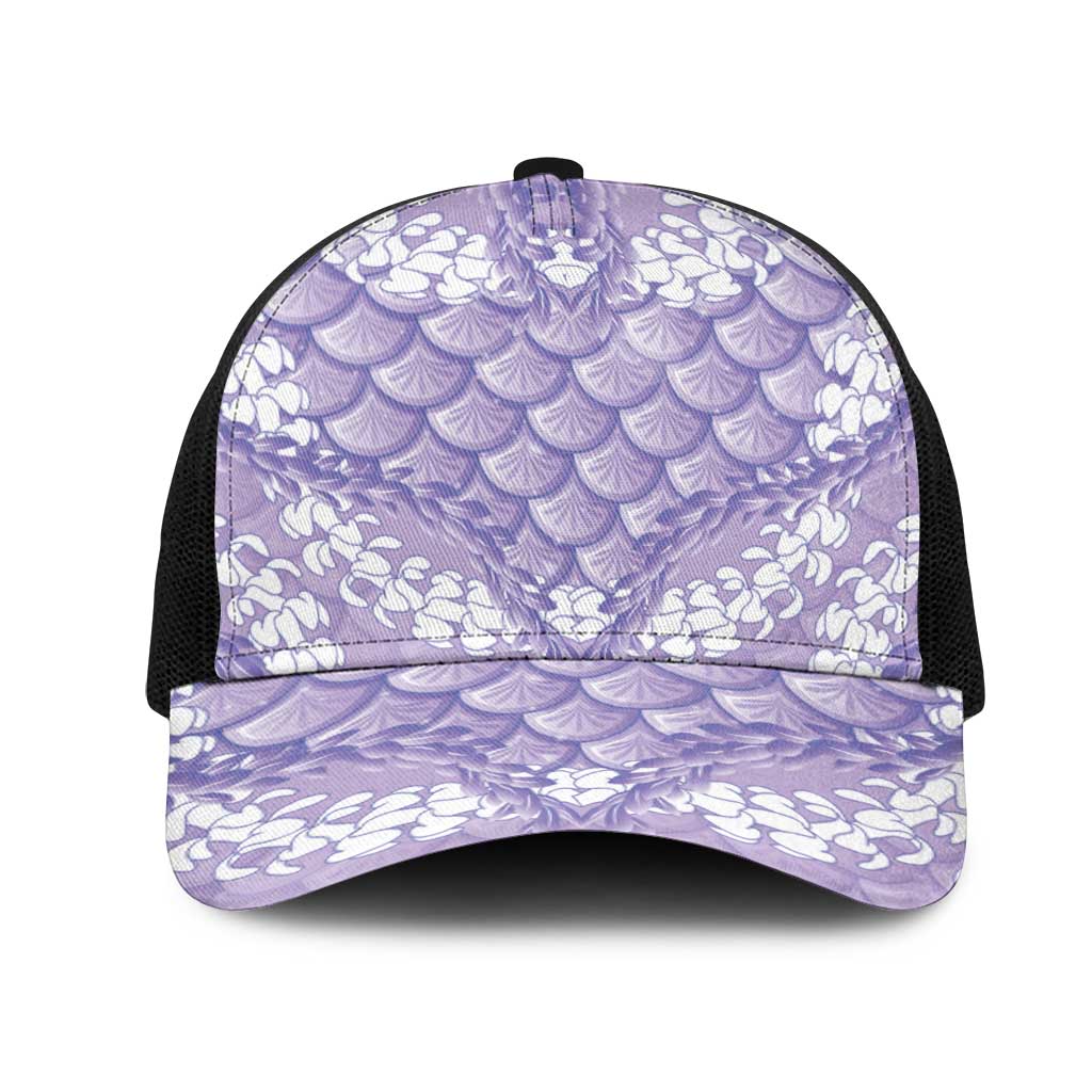 Lilac Mermaid Puakenikeni Maile Lei Mesh Trucker Cap LT01 One Size Black Purple - Polynesian Pride