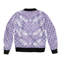 Lilac Mermaid Puakenikeni Maile Lei Sleeve Zip Bomber Jacket LT01 - Polynesian Pride