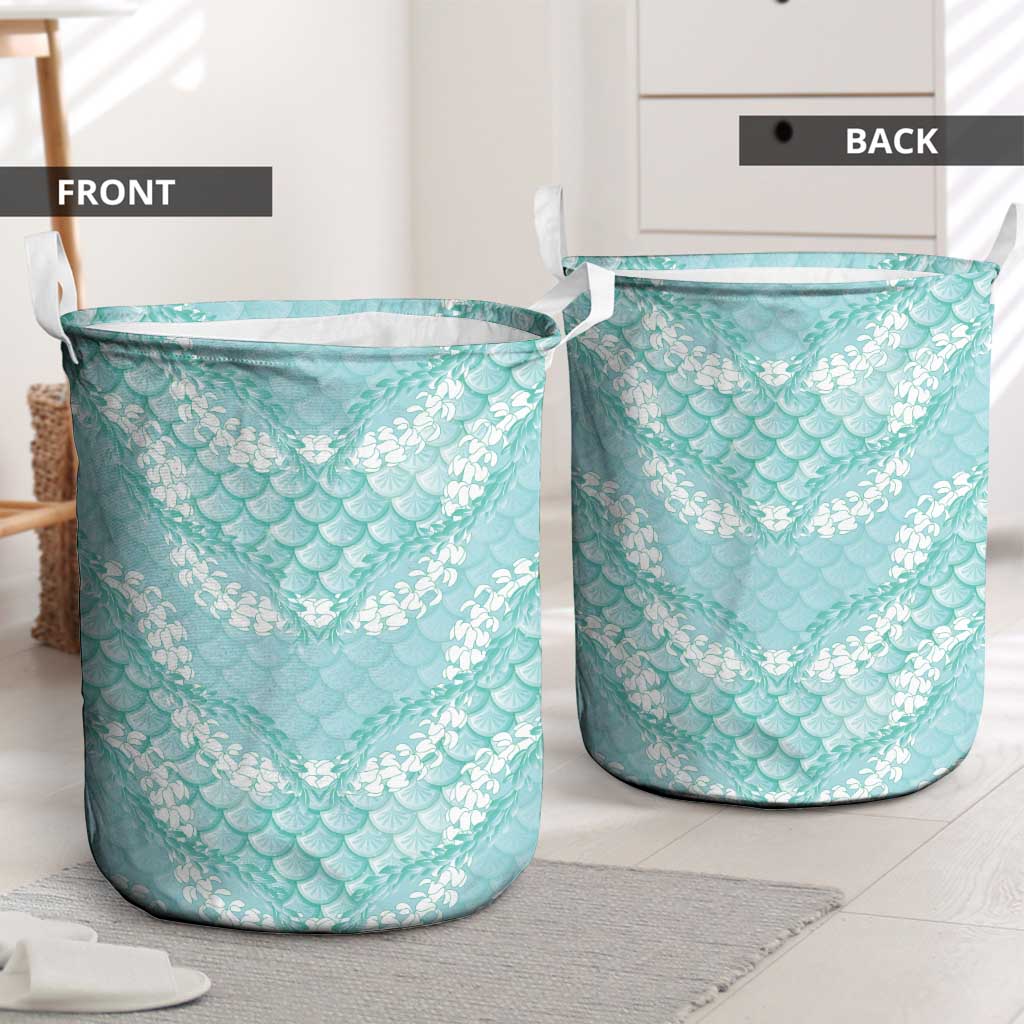 Light Turquoise Mermaid Puakenikeni Maile Lei Laundry Basket LT01 - Polynesian Pride