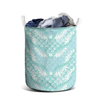 Light Turquoise Mermaid Puakenikeni Maile Lei Laundry Basket LT01 - Polynesian Pride