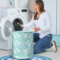Light Turquoise Mermaid Puakenikeni Maile Lei Laundry Basket LT01 - Polynesian Pride