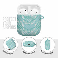Light Turquoise Mermaid Puakenikeni Maile Lei AirPods Case LT01 - Polynesian Pride