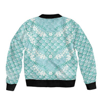 Light Turquoise Mermaid Puakenikeni Maile Lei Bomber Jacket LT01 - Polynesian Pride