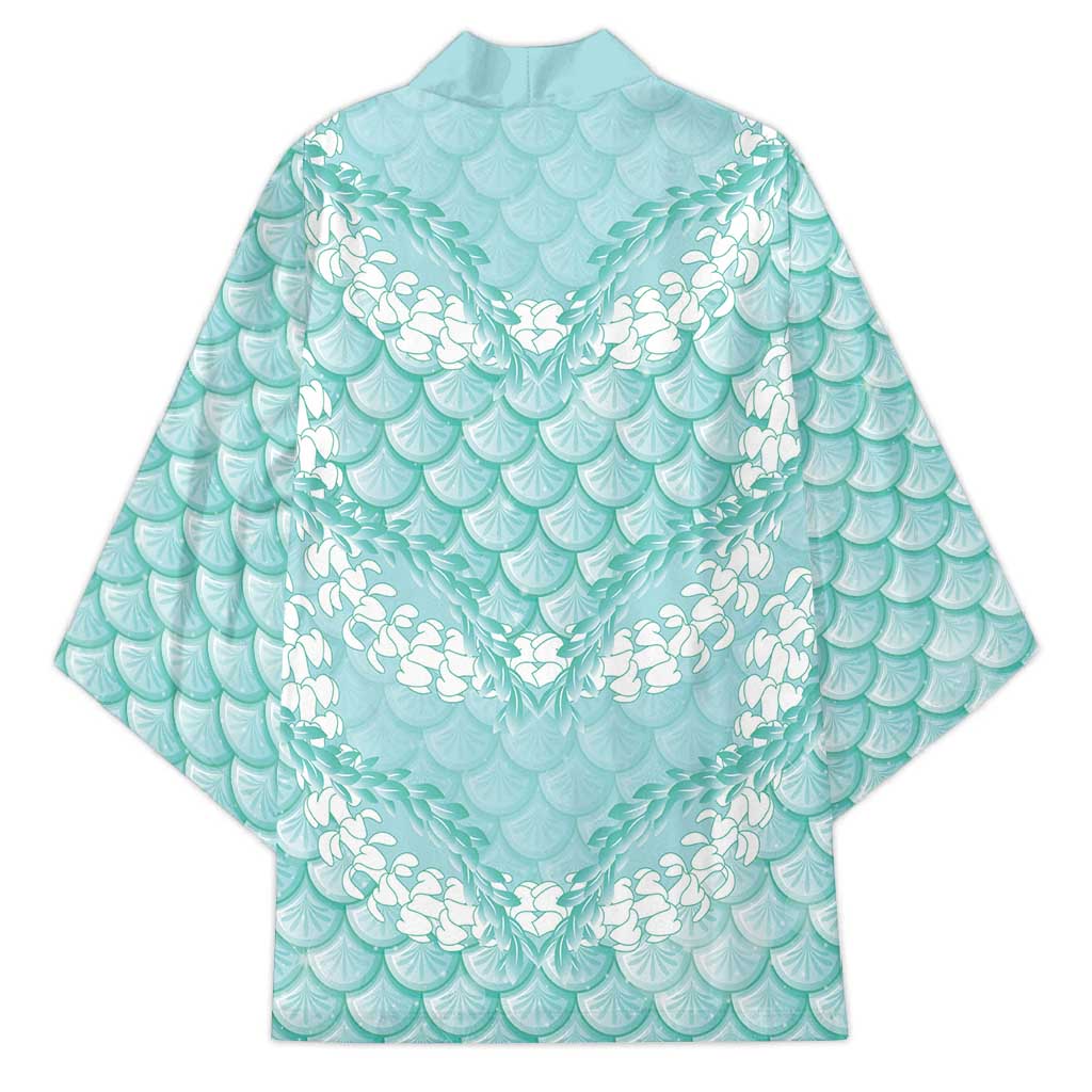 Light Turquoise Mermaid Puakenikeni Maile Lei Kimono LT01 - Polynesian Pride