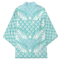 Light Turquoise Mermaid Puakenikeni Maile Lei Kimono LT01 - Polynesian Pride