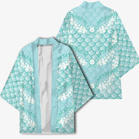 Light Turquoise Mermaid Puakenikeni Maile Lei Kimono LT01 - Polynesian Pride
