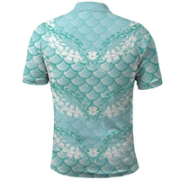 Light Turquoise Mermaid Puakenikeni Maile Lei Polo Shirt LT01 - Polynesian Pride