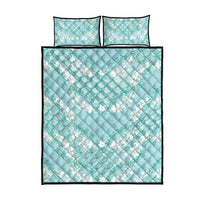 Light Turquoise Mermaid Puakenikeni Maile Lei Quilt Bed Set LT01 - Polynesian Pride