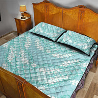 Light Turquoise Mermaid Puakenikeni Maile Lei Quilt Bed Set LT01 - Polynesian Pride