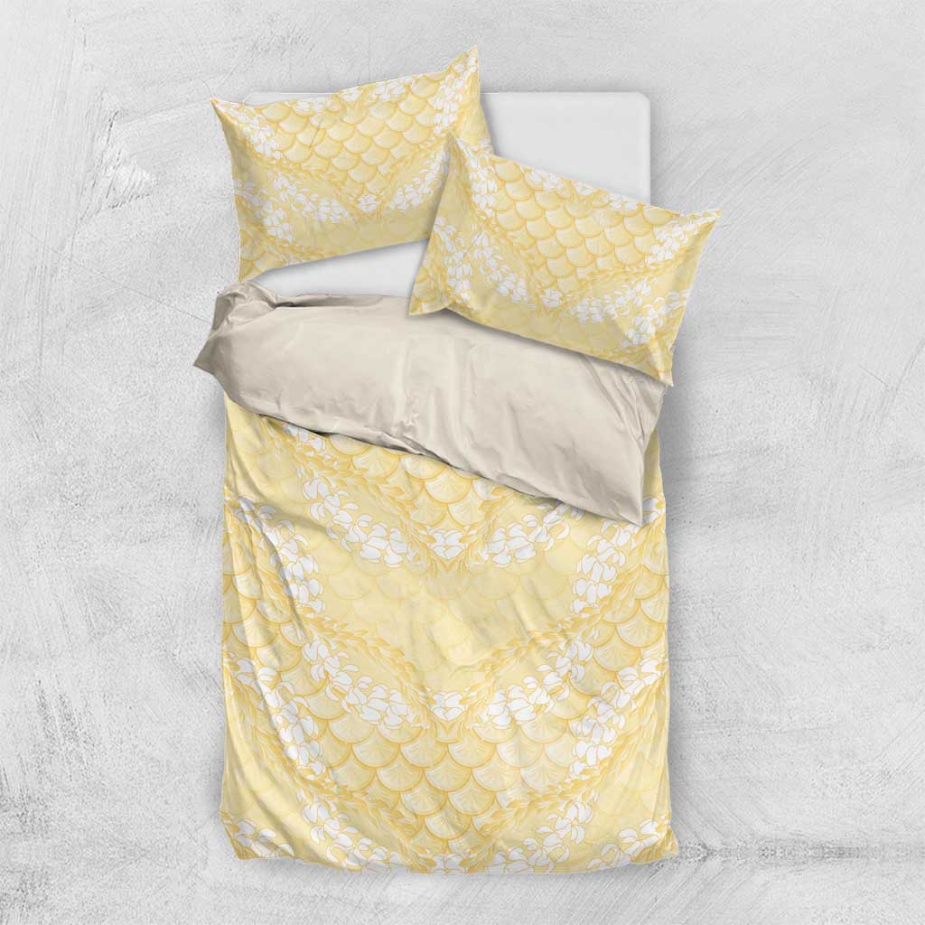 Pastel Yellow Mermaid Puakenikeni Maile Lei Bedding Set LT01 US Twin 172cm x 218cm Yellow - Polynesian Pride