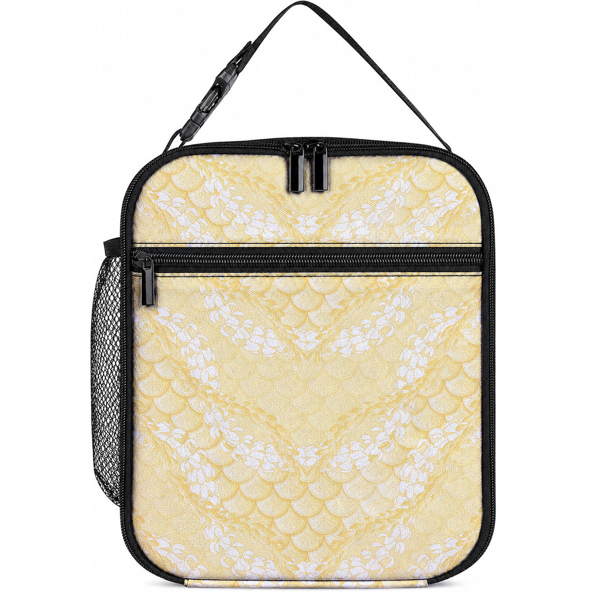 Pastel Yellow Mermaid Puakenikeni Maile Lei Lunch Bag LT01 10.2 × 8.3 × 4.3 inch Yellow - Polynesian Pride