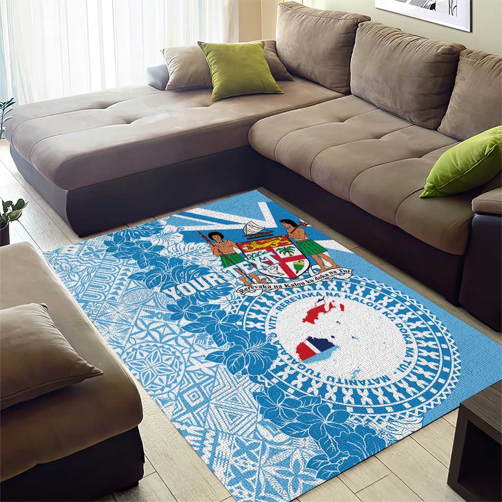 Personalised Fiji Day Area Rug Fijian Map Hibiscus Tapa Pattern LT01 - Polynesian Pride