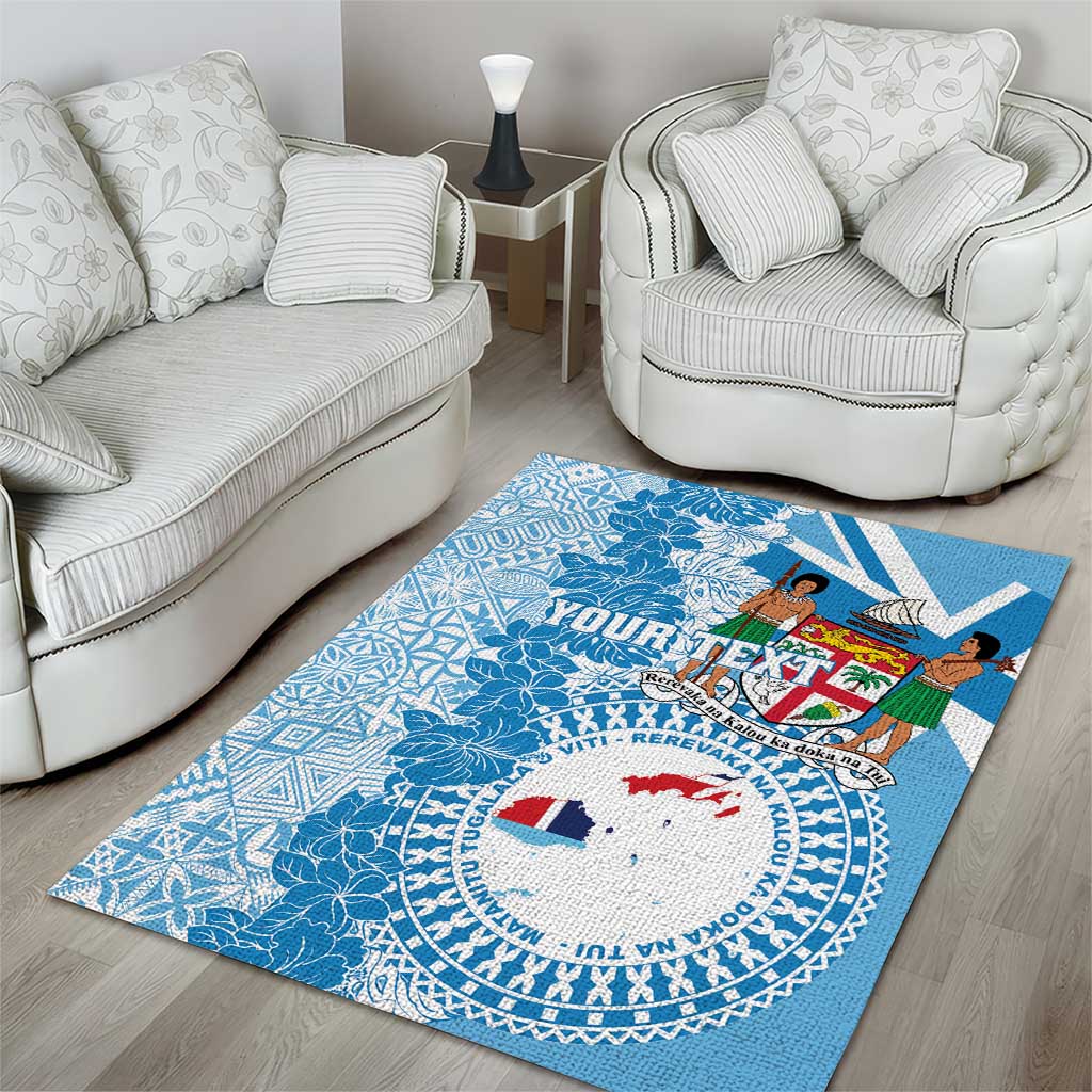 Personalised Fiji Day Area Rug Fijian Map Hibiscus Tapa Pattern LT01 - Polynesian Pride