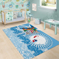Personalised Fiji Day Area Rug Fijian Map Hibiscus Tapa Pattern LT01 - Polynesian Pride