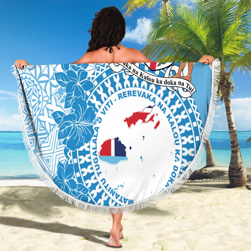 Personalised Fiji Day Beach Blanket Fijian Map Hibiscus Tapa Pattern LT01 - Polynesian Pride