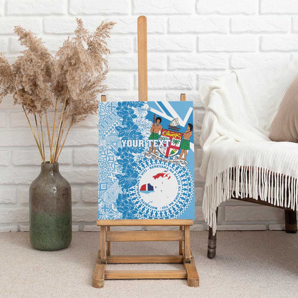 Personalised Fiji Day Canvas Wall Art Fijian Map Hibiscus Tapa Pattern LT01 - Polynesian Pride