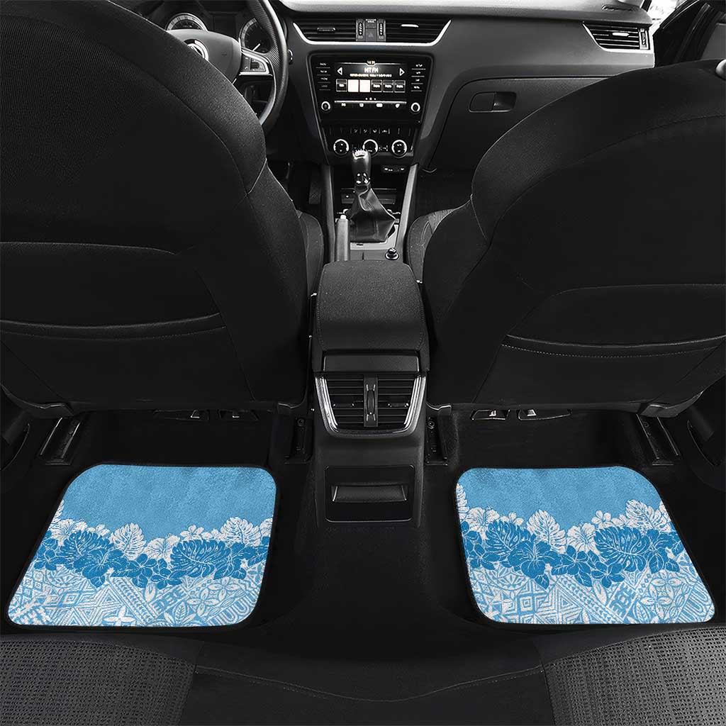 Personalised Fiji Day Car Mats Fijian Map Hibiscus Tapa Pattern LT01 Set 2pcs - Back Blue - Polynesian Pride