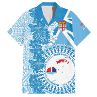 Personalised Fiji Day Hawaiian Shirt Fijian Map Hibiscus Tapa Pattern LT01 Blue - Polynesian Pride