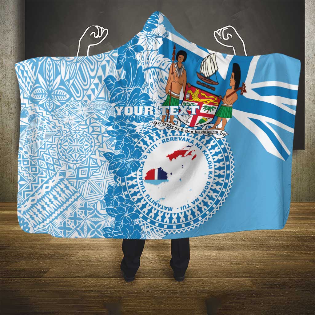 Personalised Fiji Day Hooded Blanket Fijian Map Hibiscus Tapa Pattern LT01 - Polynesian Pride