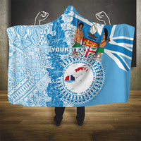 Personalised Fiji Day Hooded Blanket Fijian Map Hibiscus Tapa Pattern LT01 - Polynesian Pride