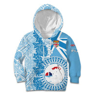 Personalised Fiji Day Kid Hoodie Fijian Map Hibiscus Tapa Pattern LT01 Hoodie Blue - Polynesian Pride