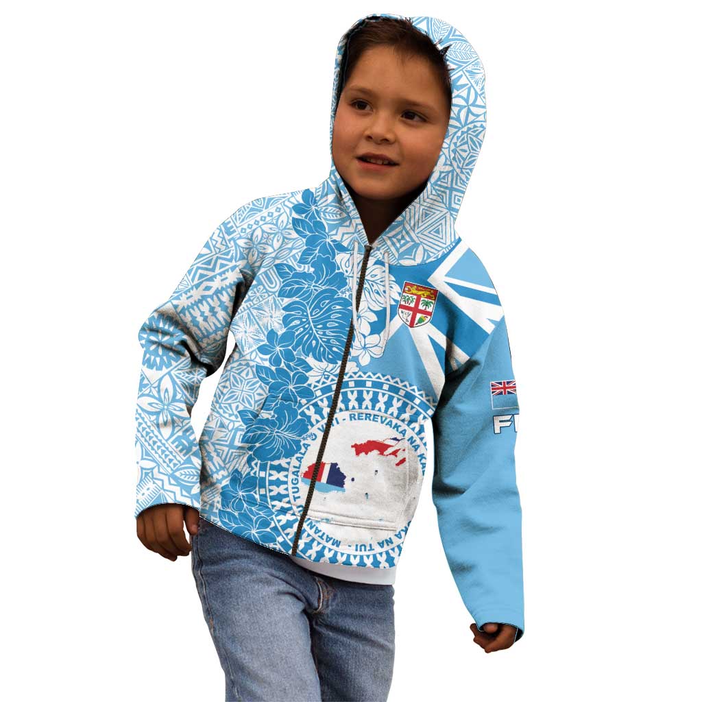 Personalised Fiji Day Kid Hoodie Fijian Map Hibiscus Tapa Pattern LT01 - Polynesian Pride