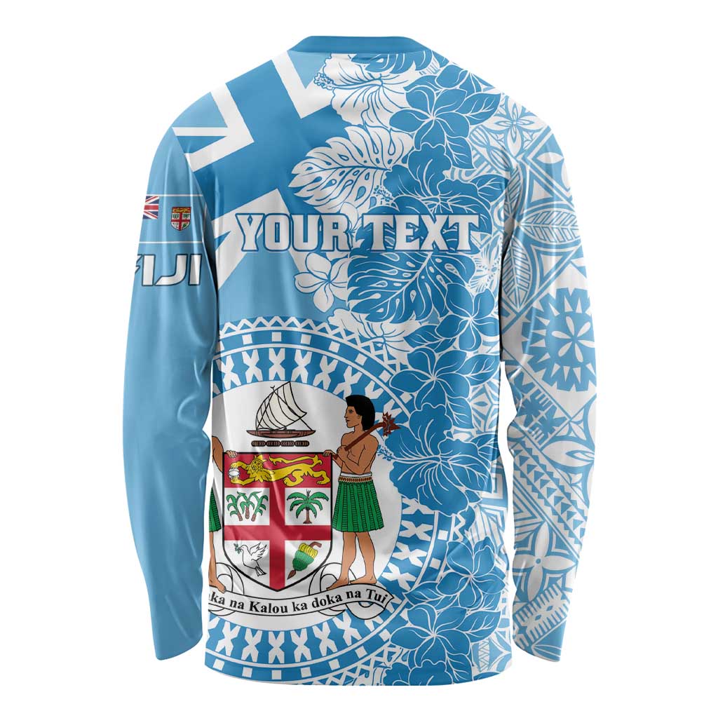 Personalised Fiji Day Long Sleeve Shirt Fijian Map Hibiscus Tapa Pattern LT01 - Polynesian Pride