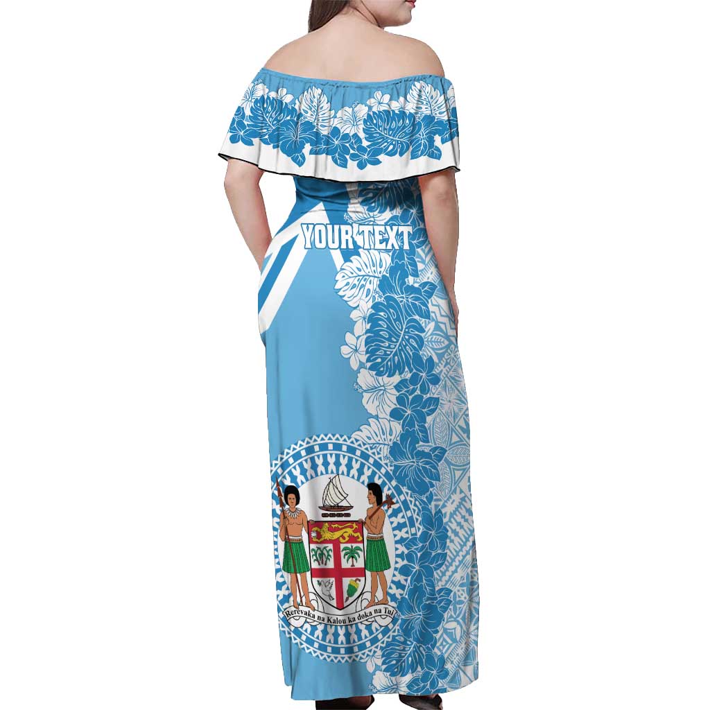 Personalised Fiji Day Off Shoulder Maxi Dress Fijian Map Hibiscus Tapa Pattern LT01 - Polynesian Pride