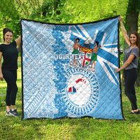 Personalised Fiji Day Quilt Fijian Map Hibiscus Tapa Pattern LT01 - Polynesian Pride