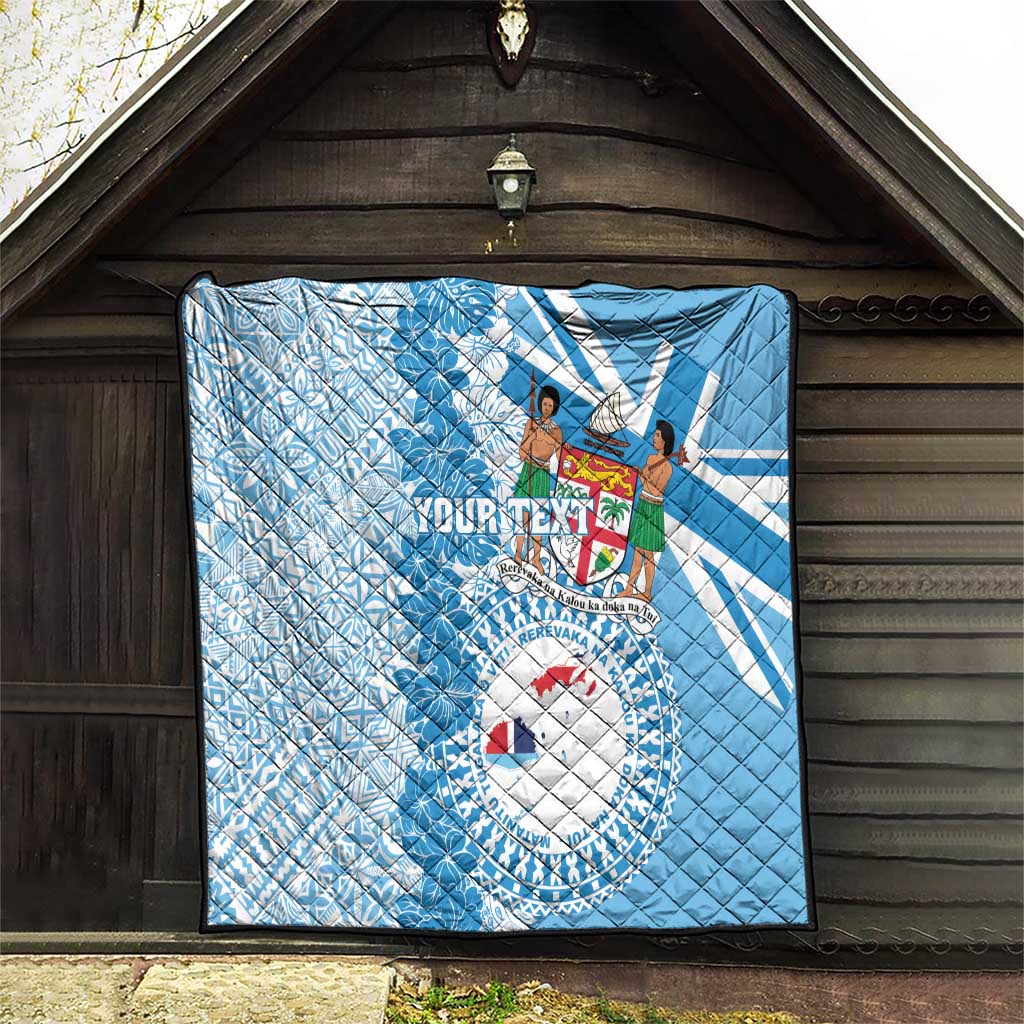 Personalised Fiji Day Quilt Fijian Map Hibiscus Tapa Pattern LT01 - Polynesian Pride