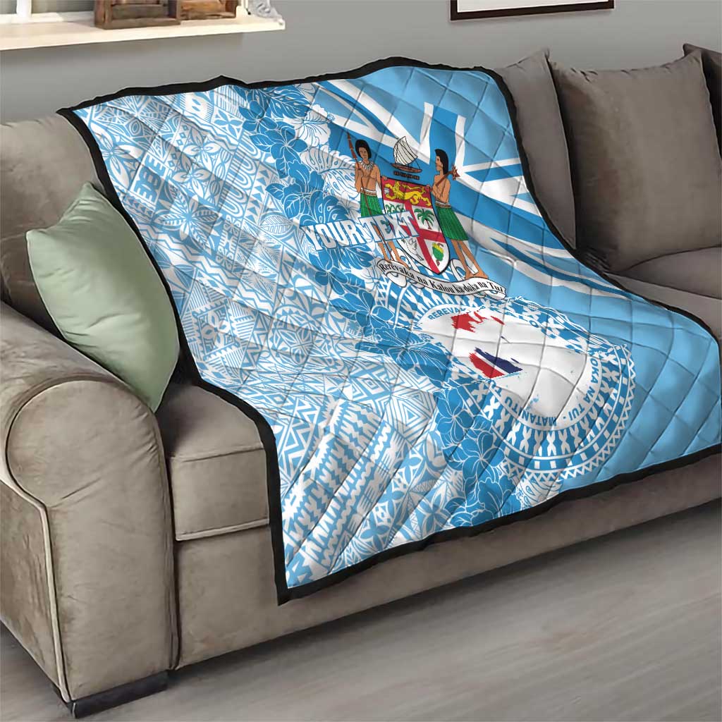 Personalised Fiji Day Quilt Fijian Map Hibiscus Tapa Pattern LT01 - Polynesian Pride