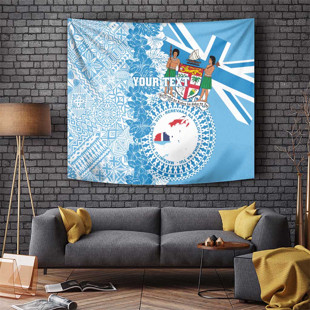 Personalised Fiji Day Tapestry Fijian Map Hibiscus Tapa Pattern LT01 - Polynesian Pride