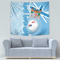Personalised Fiji Day Tapestry Fijian Map Hibiscus Tapa Pattern LT01 - Polynesian Pride