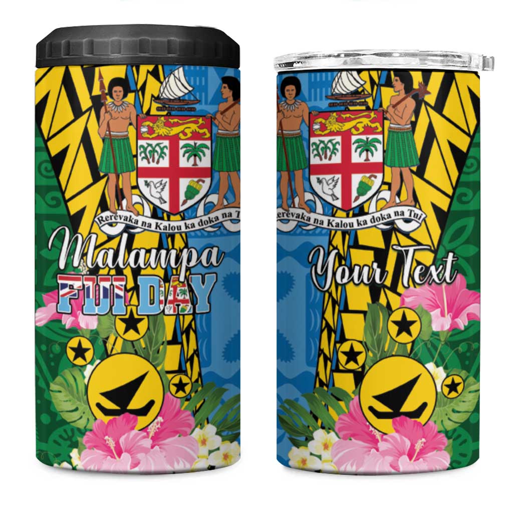 Personalised Malampa Fiji Day 4 in 1 Can Cooler Tumbler Tropical Tapa Pattern