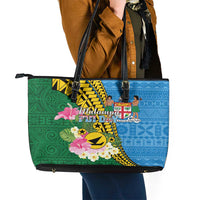 Malampa Fiji Day Leather Tote Bag Tropical Tapa Pattern LT01 - Polynesian Pride