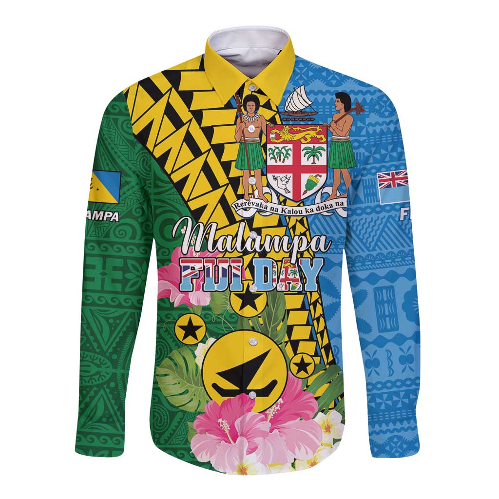 Personalised Malampa Fiji Day Long Sleeve Button Shirt Tropical Tapa Pattern LT01 Unisex Art - Polynesian Pride