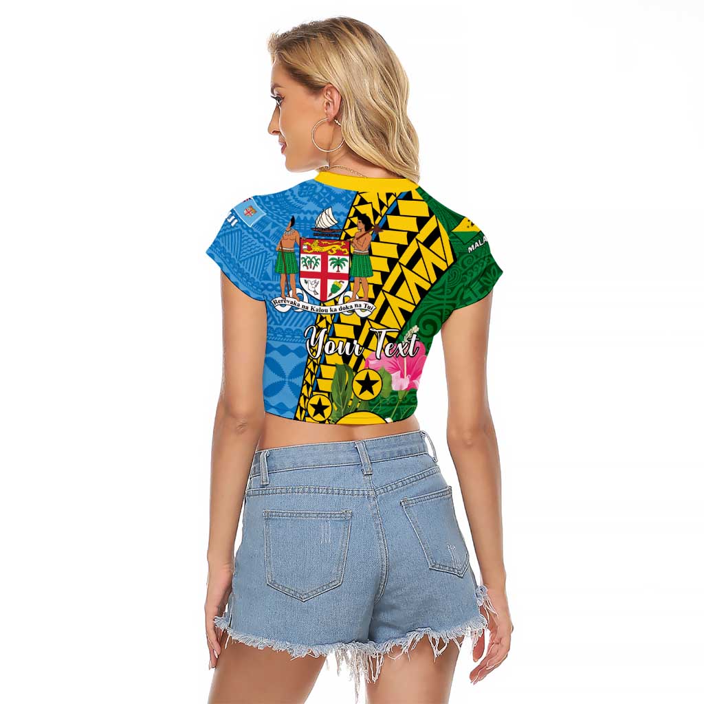 Personalised Malampa Fiji Day Raglan Cropped T Shirt Tropical Tapa Pattern LT01 - Polynesian Pride