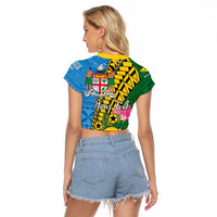 Personalised Malampa Fiji Day Raglan Cropped T Shirt Tropical Tapa Pattern LT01 - Polynesian Pride