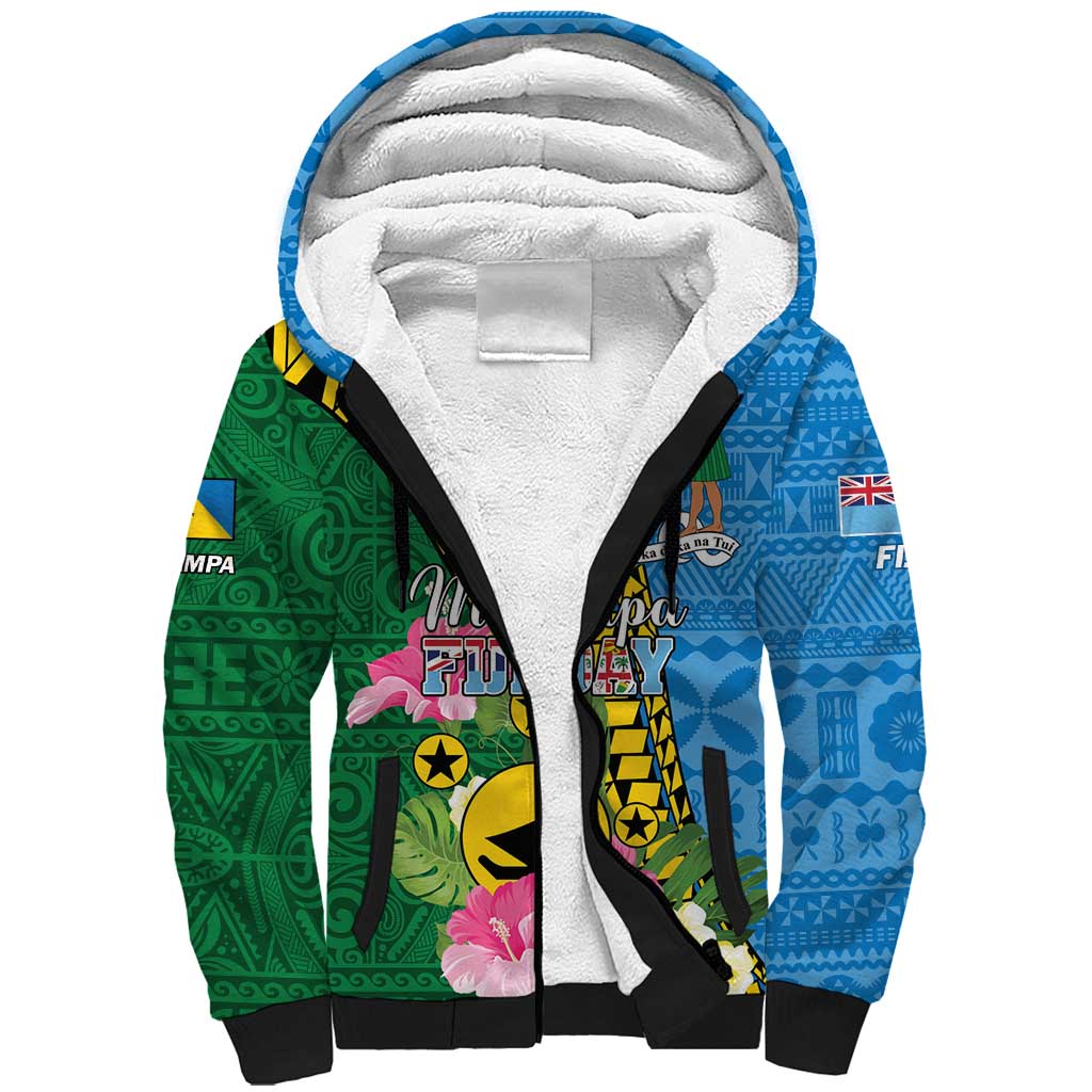 Personalised Malampa Fiji Day Sherpa Hoodie Tropical Tapa Pattern LT01 Unisex Art - Polynesian Pride