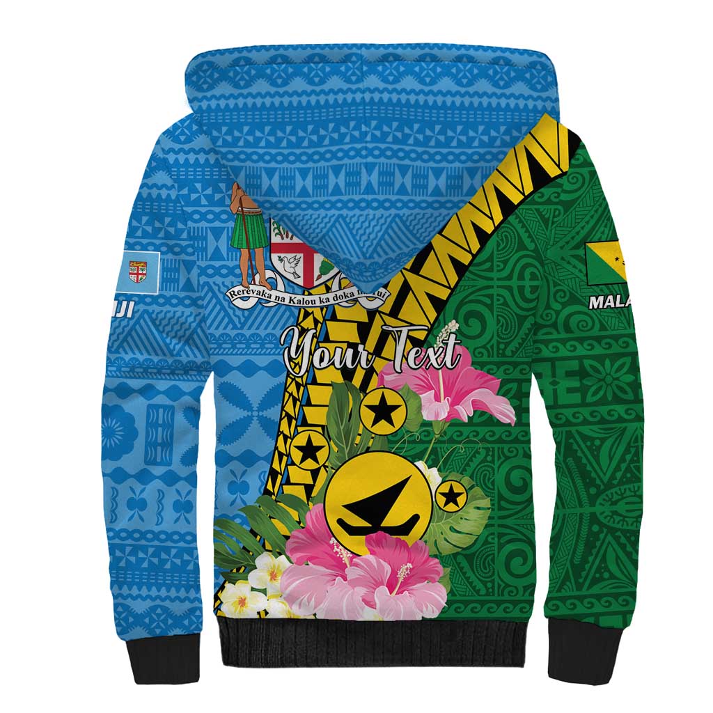 Personalised Malampa Fiji Day Sherpa Hoodie Tropical Tapa Pattern LT01 - Polynesian Pride