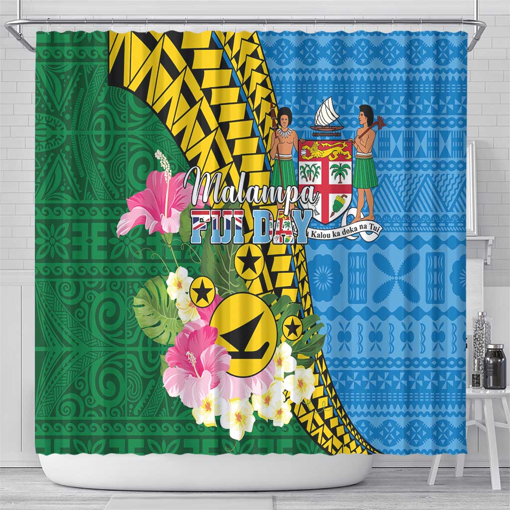 Malampa Fiji Day Shower Curtain Tropical Tapa Pattern LT01 - Polynesian Pride